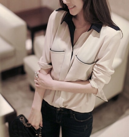 Kemeja Chiffon BL2877 Light Beige