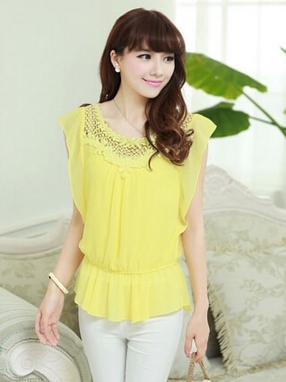 Chiffon Blouse BL2881 Yellow