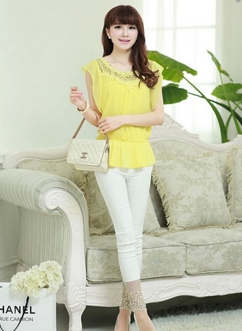 Chiffon Blouse BL2881 Yellow