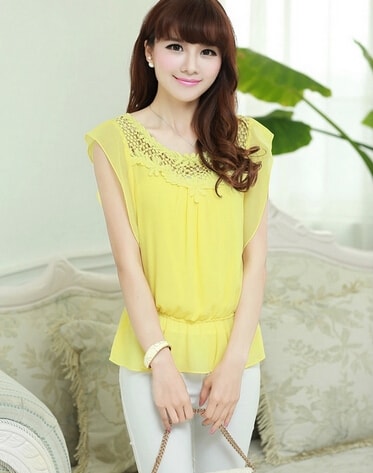 Chiffon Blouse BL2881 Yellow