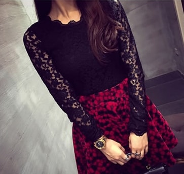 Lace Blouse BL2890 Black