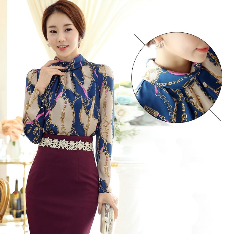 Chiffon Blouse BL2906 Blue