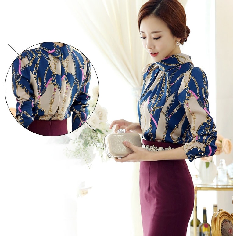 Chiffon Blouse BL2906 Blue