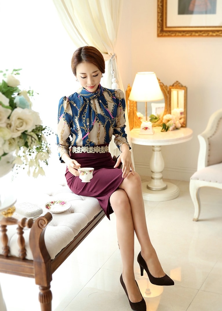 Chiffon Blouse BL2906 Blue