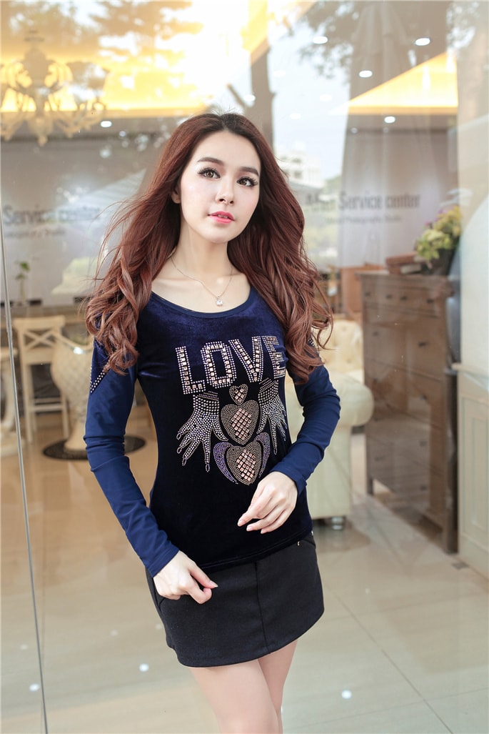 Velvet Blouse BL2911 Blue