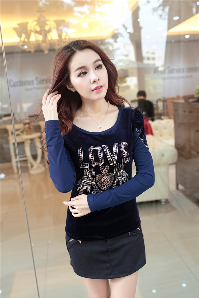 Velvet Blouse BL2911 Blue