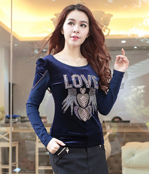 Velvet Blouse BL2911 Blue