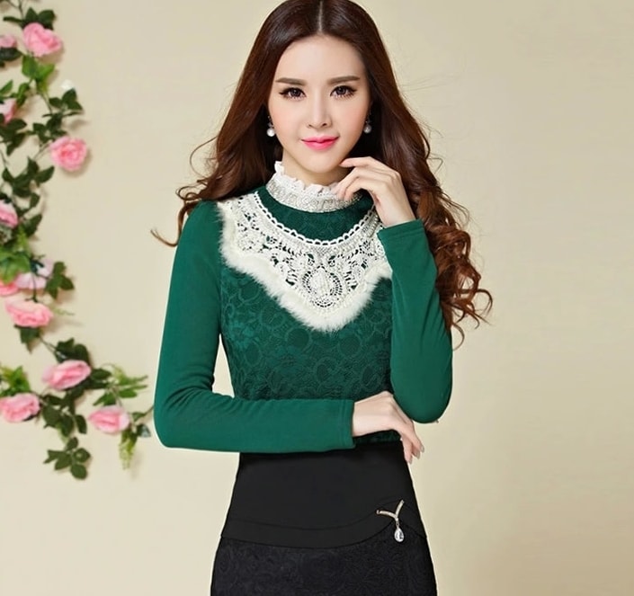 Lace Blouse BL2915 Green