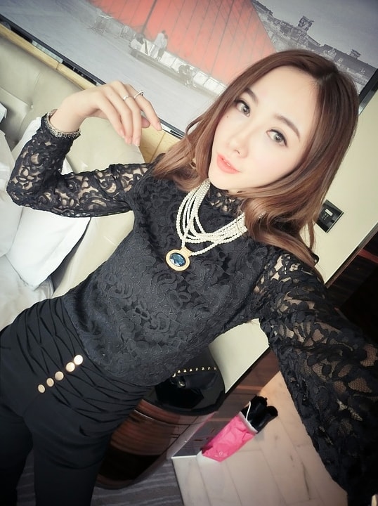 Lace Blouse BL2925 Black