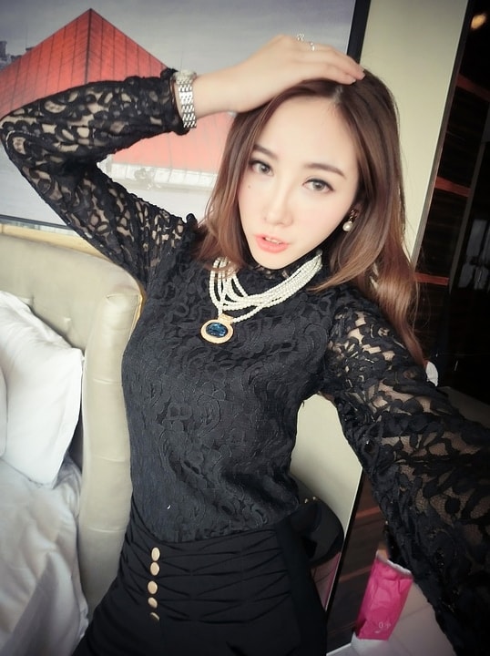 Lace Blouse BL2925 Black