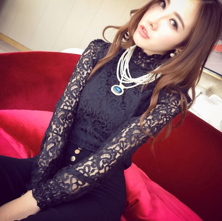 Lace Blouse BL2925 Black