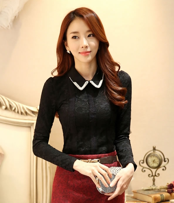 Lace Blouse BL2929 Black