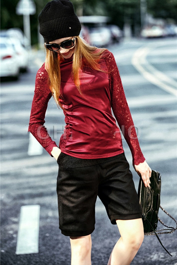 Back Lace Blouse BL2932 Red