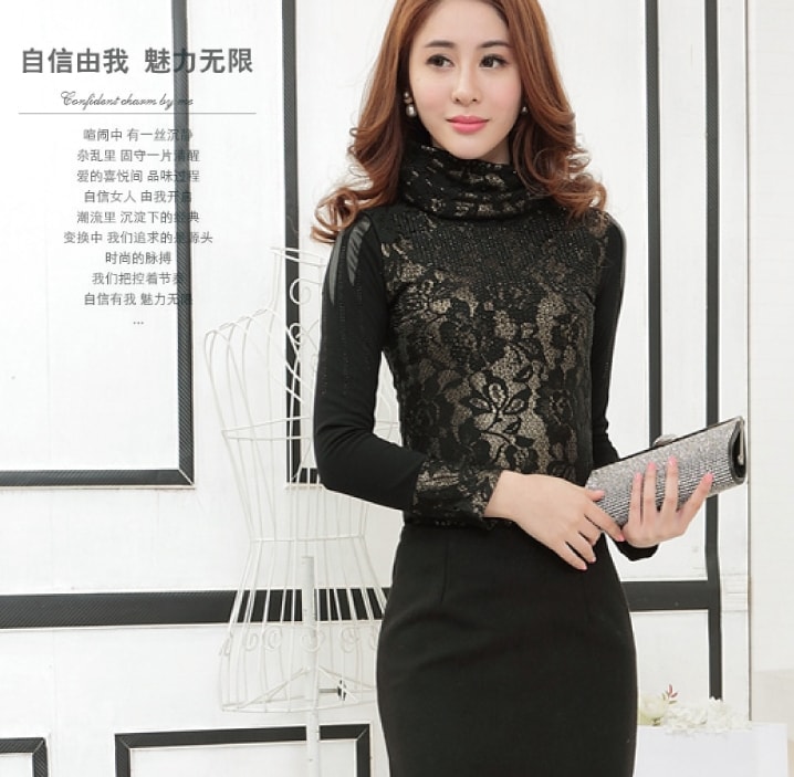 Korea Lace Blouse BL2939 Black