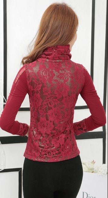 Korea Lace Blouse BL2940 Red