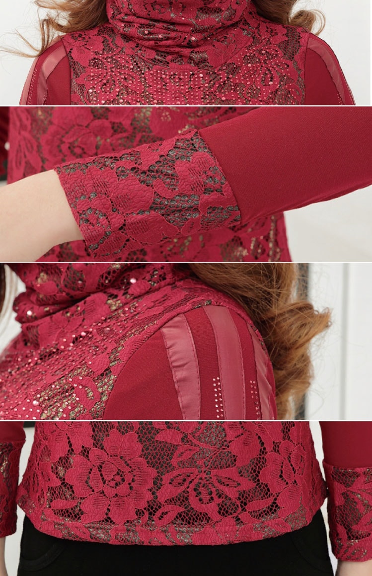 Korea Lace Blouse BL2940 Red