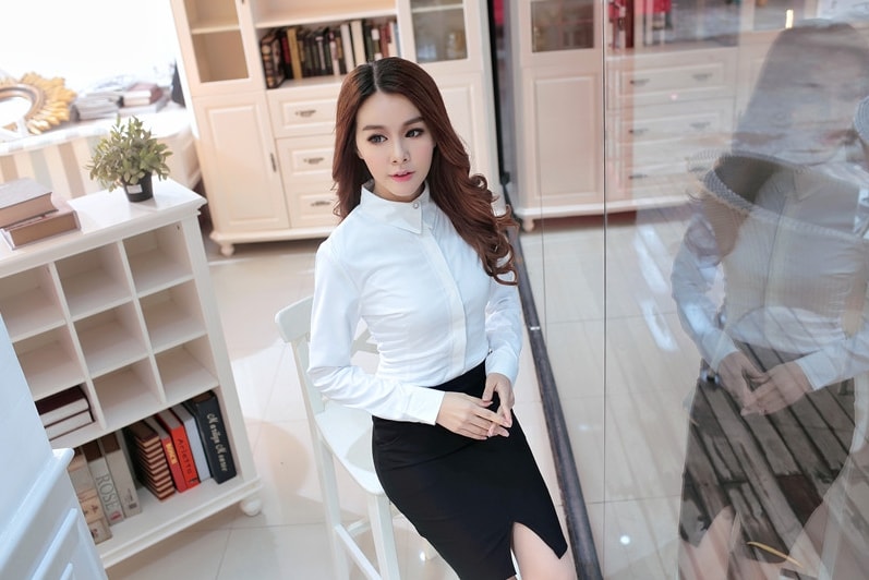 Kemeja Korea BL2953 White