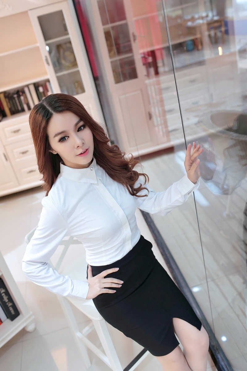 Kemeja Korea BL2953 White