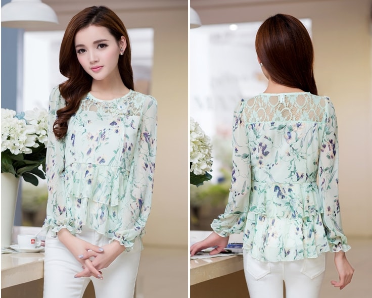 Chiffon Blouse BL2972 Light Green