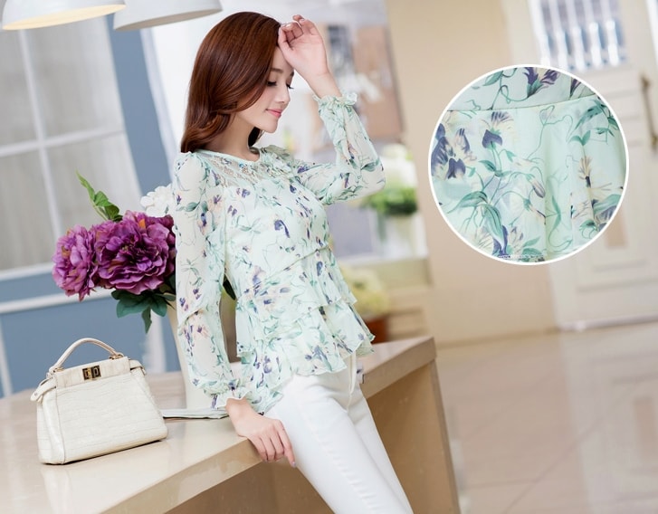 Chiffon Blouse BL2972 Light Green