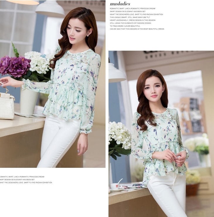 Chiffon Blouse BL2972 Light Green