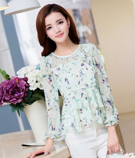 Chiffon Blouse BL2972 Light Green