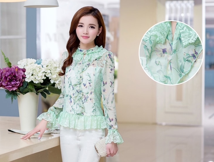 Chiffon Blouse BL2973 Light Green