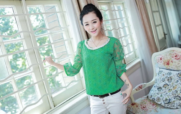 Lace Blouse BL2976 Green