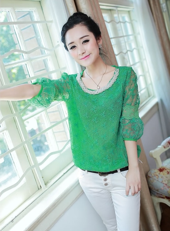 Lace Blouse BL2976 Green