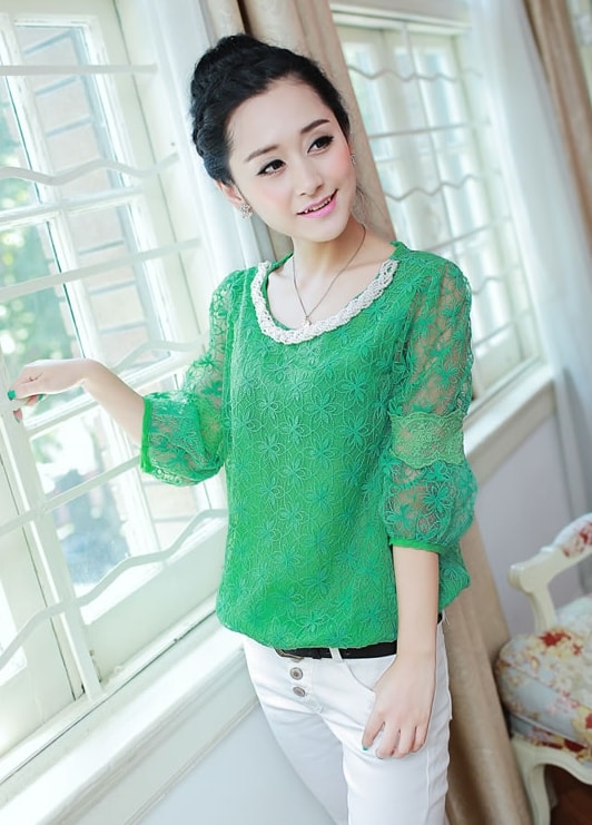 Lace Blouse BL2976 Green