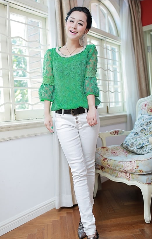 Lace Blouse BL2976 Green