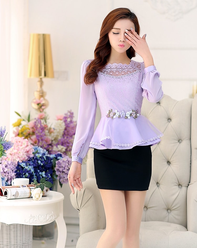 Lace Blouse BL2988 Purple