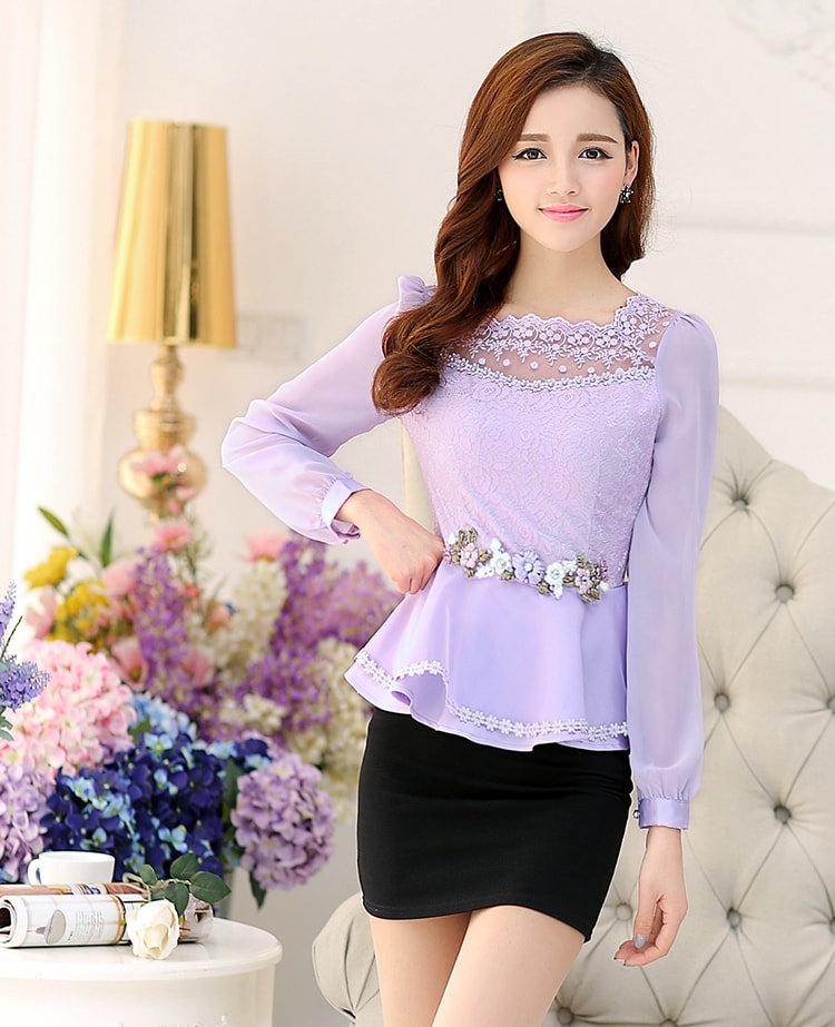 Lace Blouse BL2988 Purple