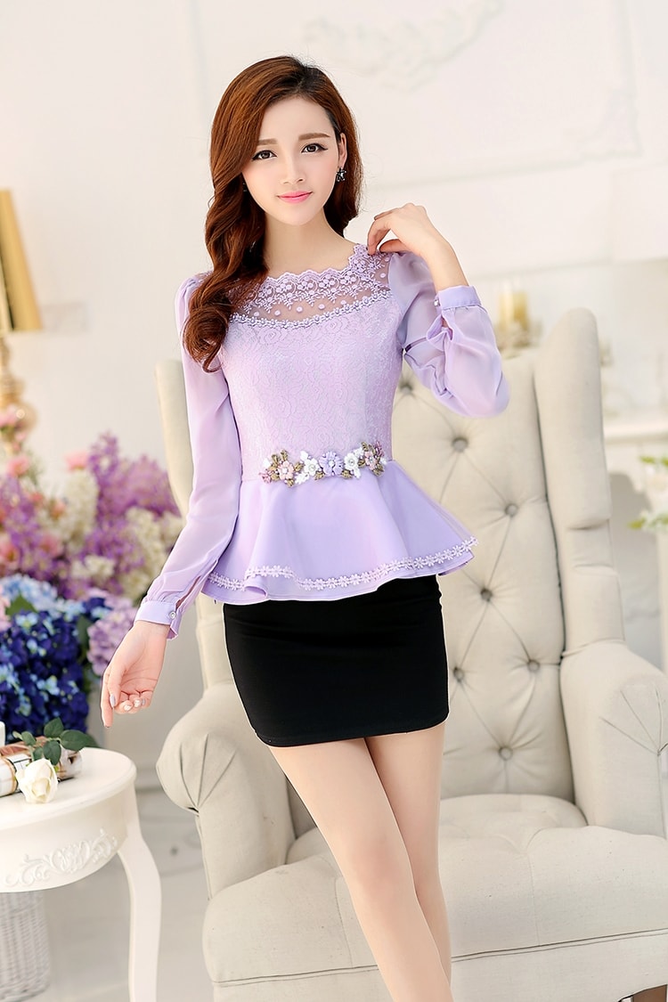 Lace Blouse BL2988 Purple