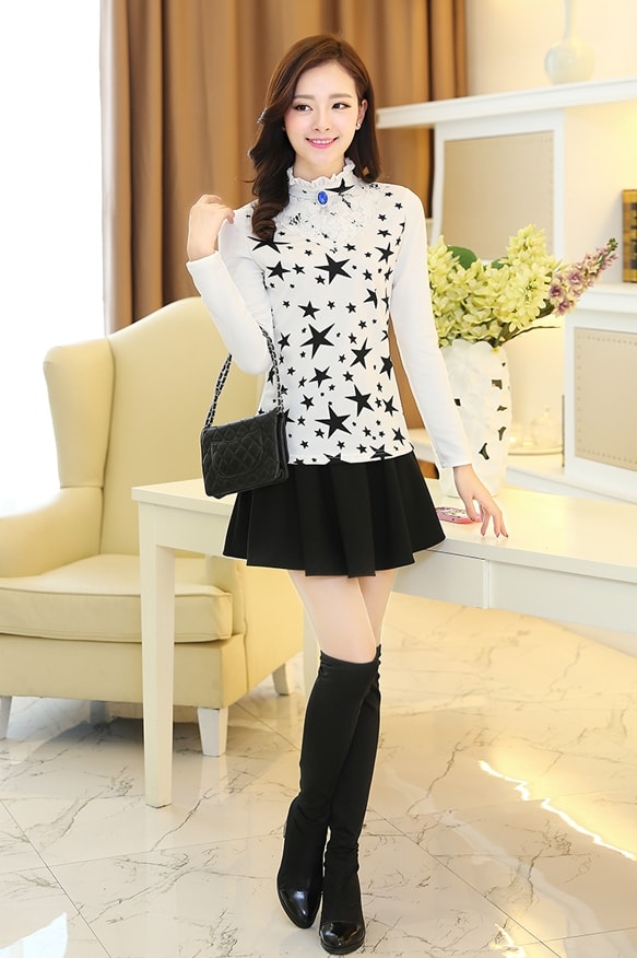 Lace Collar Blouse BL2996 Black Star