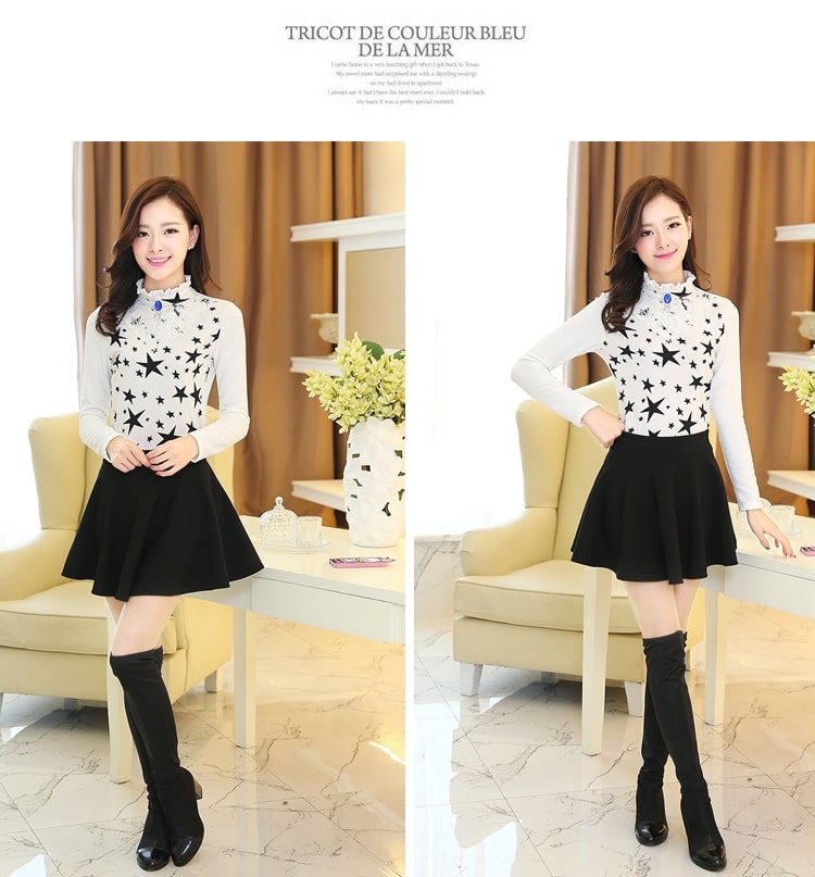 Lace Collar Blouse BL2996 Black Star