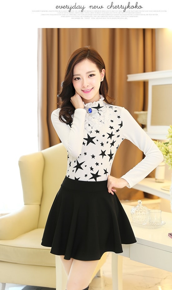 Lace Collar Blouse BL2996 Black Star