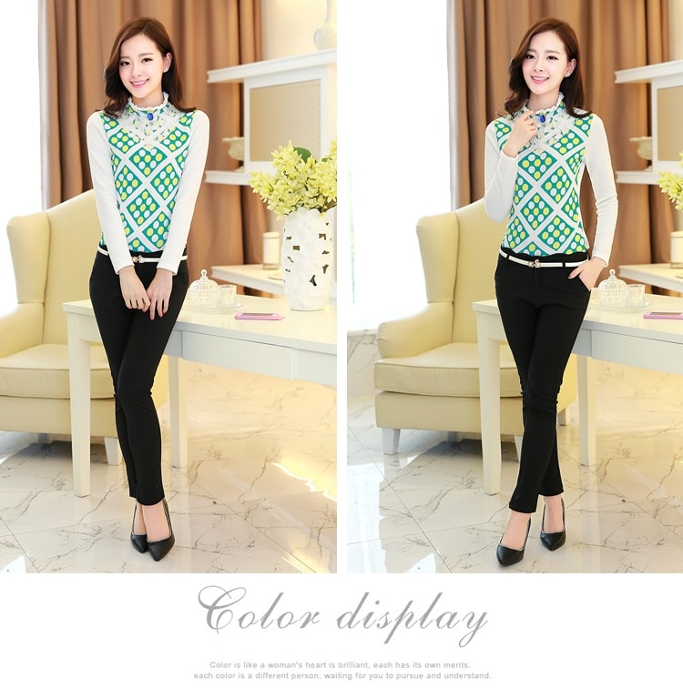 Lace Collar Blouse BL2999 Green