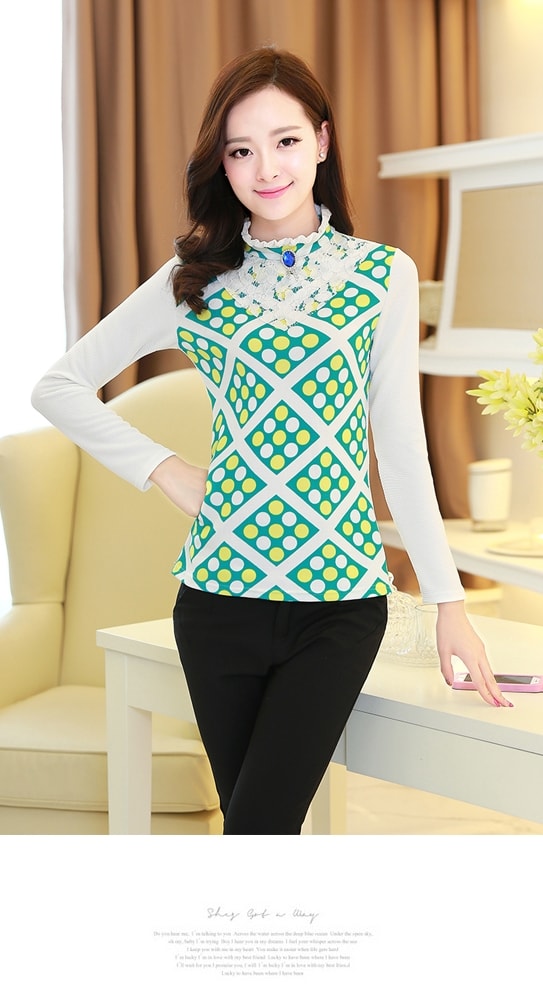 Lace Collar Blouse BL2999 Green