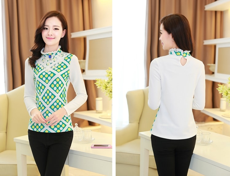 Lace Collar Blouse BL2999 Green