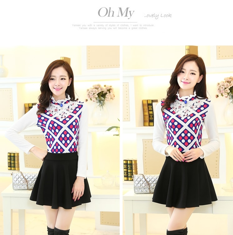 Lace Collar Blouse BL3001 Blue