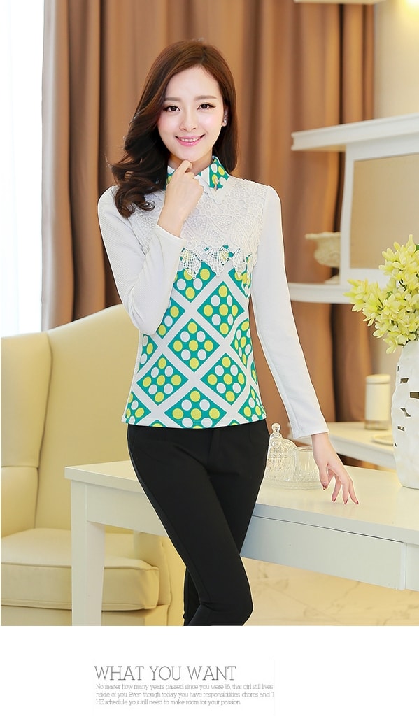 Elegant Lace Blouse BL3006 Green