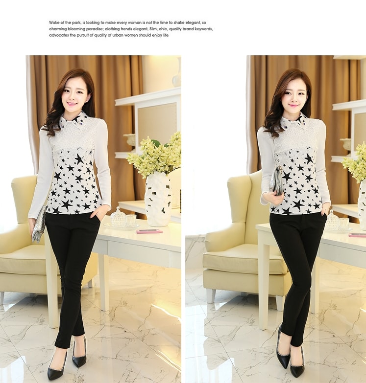 Elegant Lace Blouse BL3007 Black Star