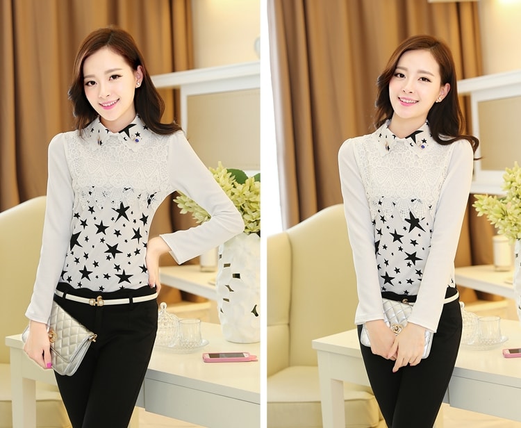 Elegant Lace Blouse BL3007 Black Star