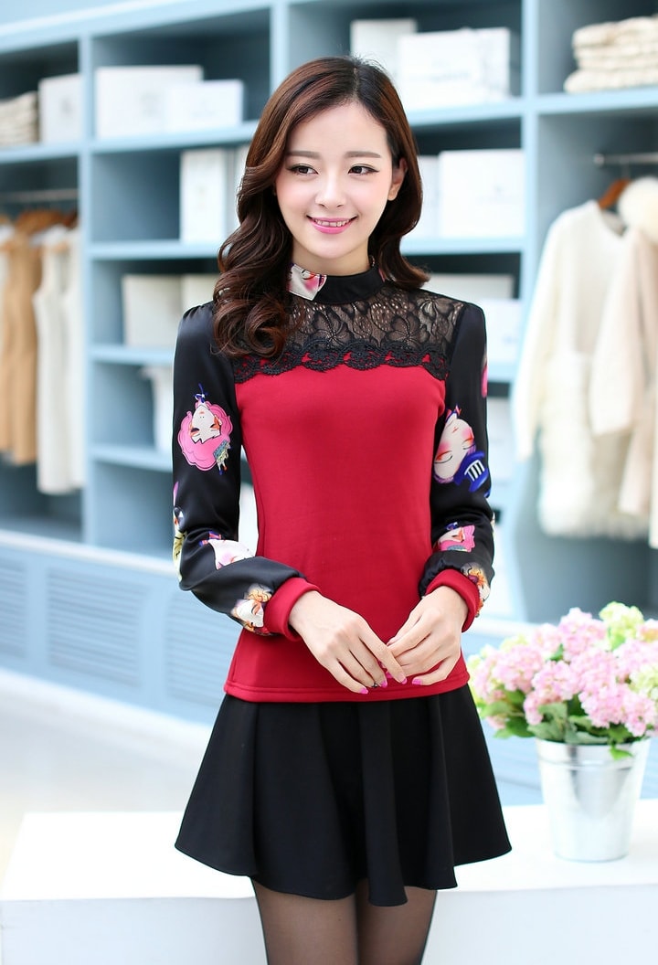 Lace Blouse BL3014 Red