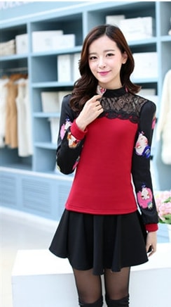 Lace Blouse BL3014 Red