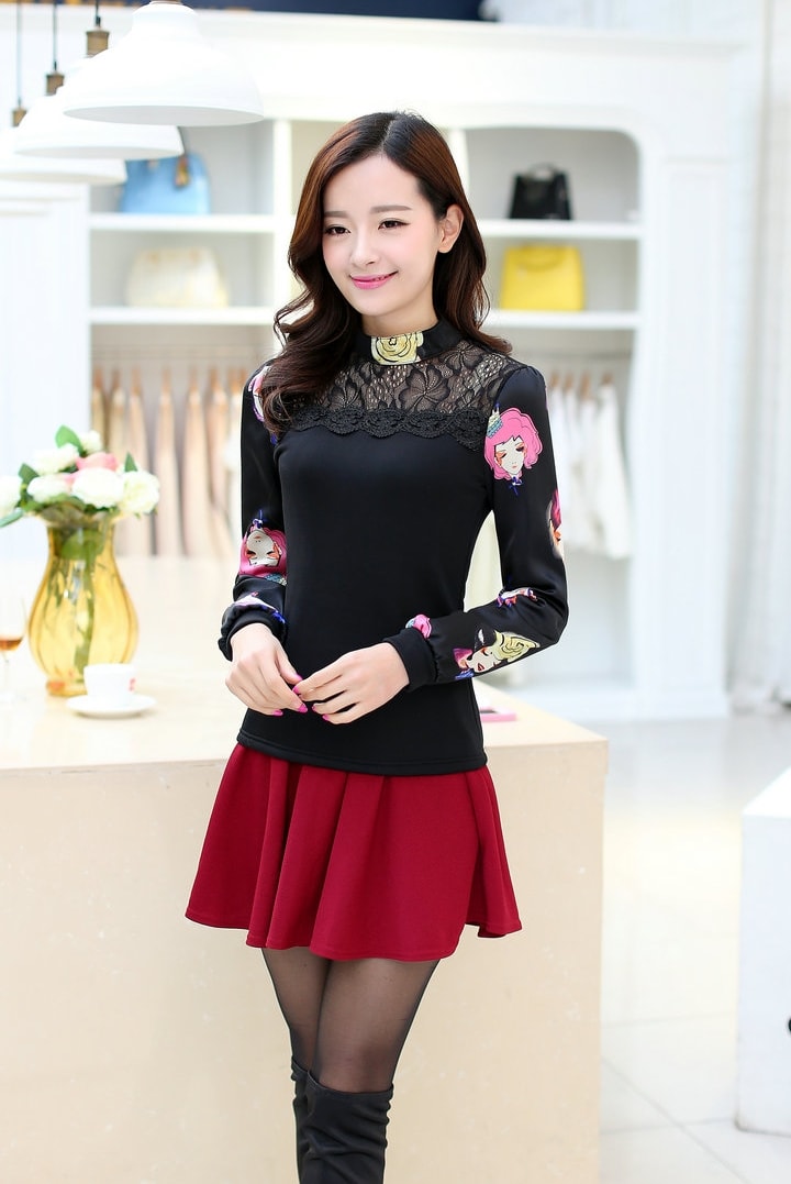 Lace Blouse BL3015 Black