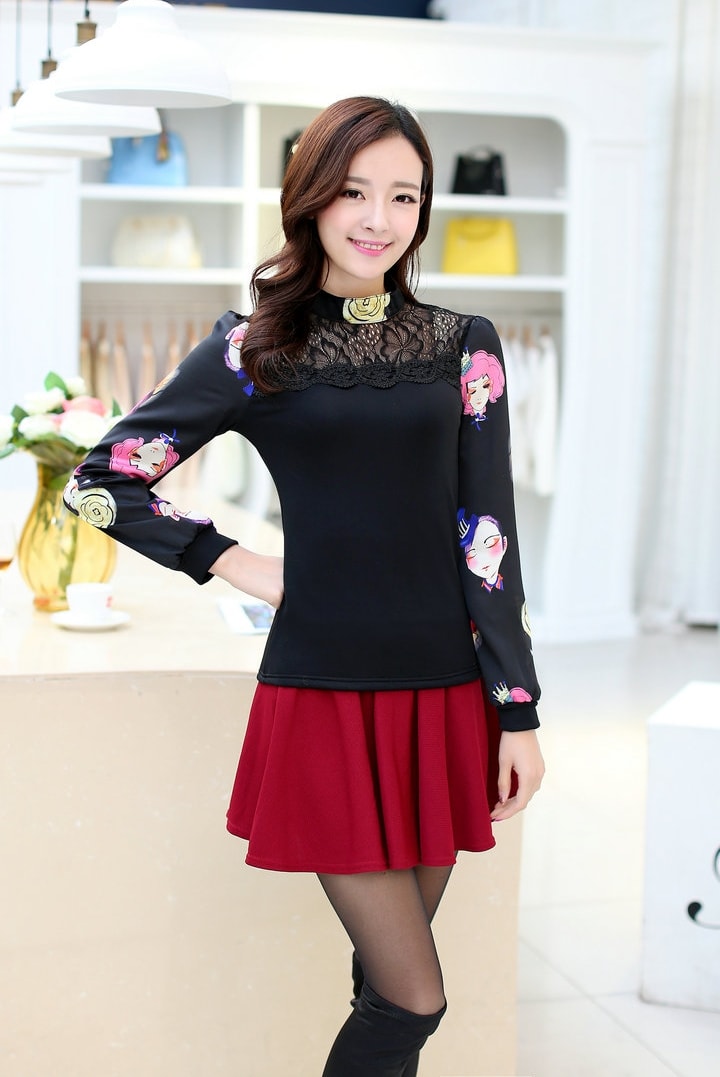 Lace Blouse BL3015 Black