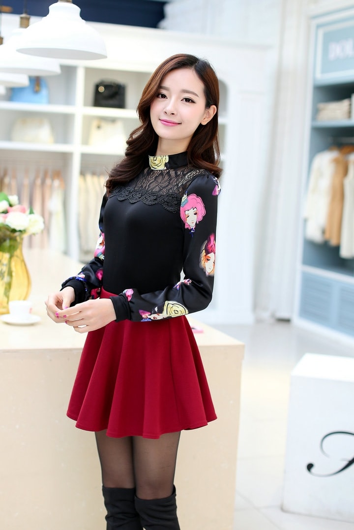 Lace Blouse BL3015 Black