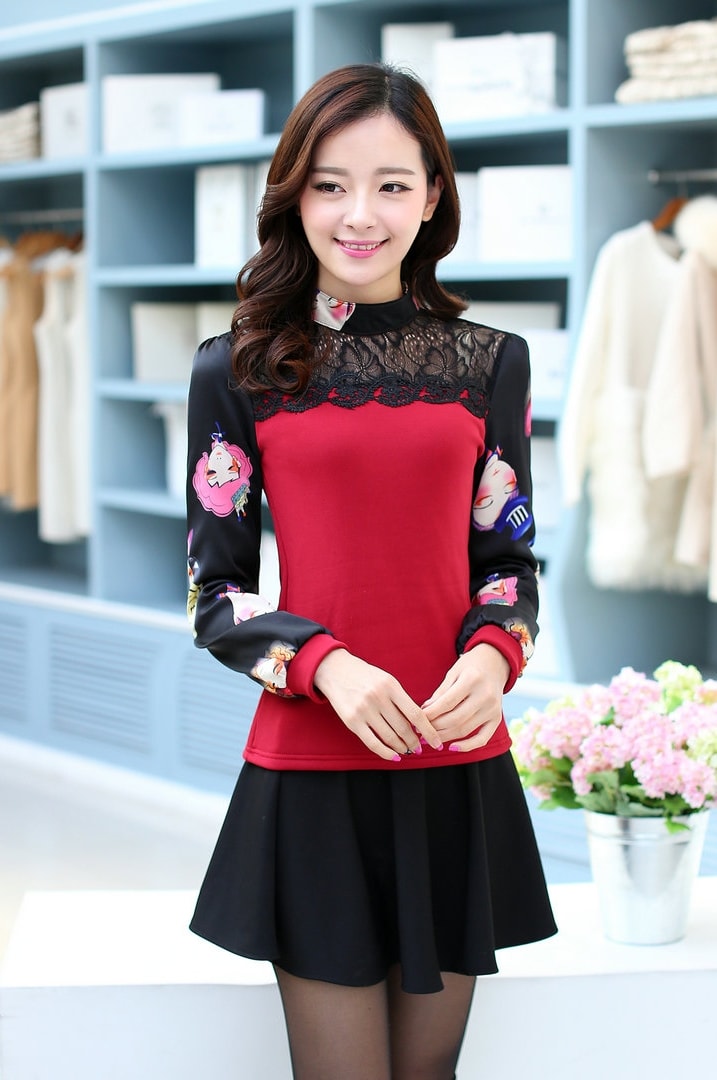 Lace Blouse BL3016 Red